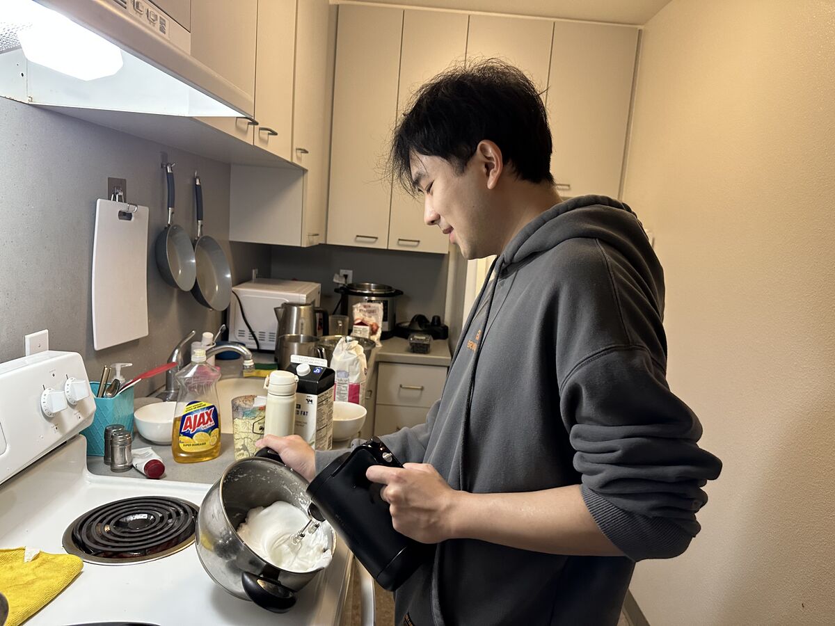 Whipping cream in the kitchen